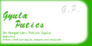 gyula putics business card